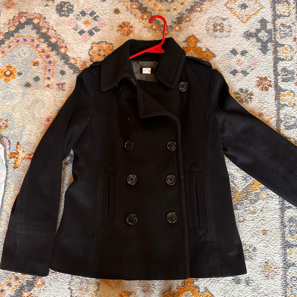 J Crew Black Peacoat